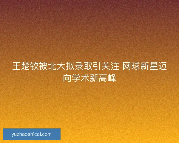 王楚钦被北大拟录取引关注 网球新星迈向学术新高峰